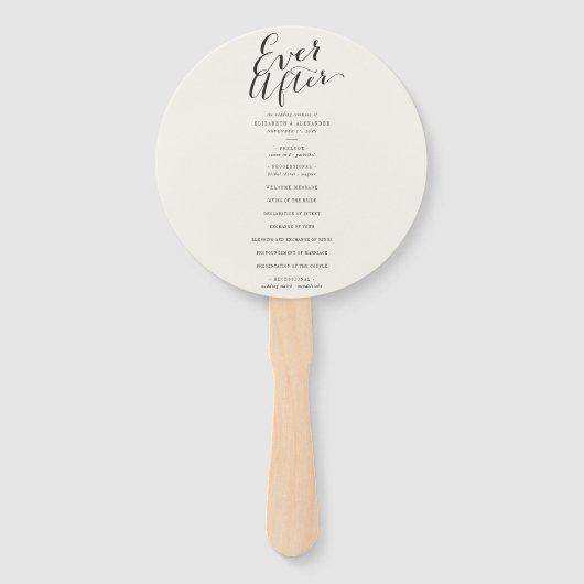 Ooit na Calligrafiescript Chic Wedding Program Handwaaier (Voorkant)