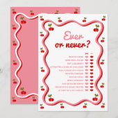 Ooit of Nooit Retro Cherry Shower Game Card Kaart (Voorkant / Achterkant)