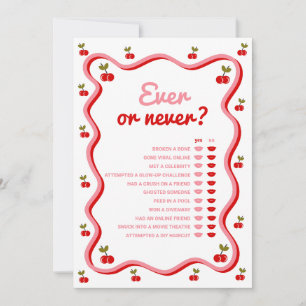Ooit of Nooit Retro Cherry Shower Game Card Kaart