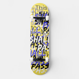 Ook deze moet retro quotes in het geel passeren skateboard
