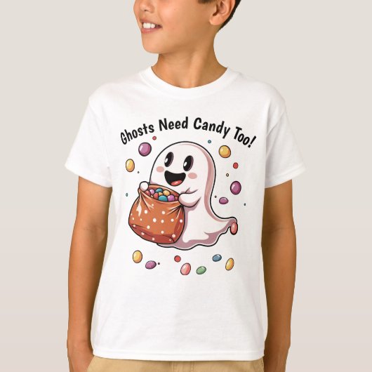 Ook geesten hebben Snoep nodig! Kinder Halloween T-shirt (Voorkant)
