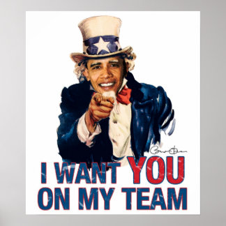 Oom Barack Obama, ik wil je in mijn team Poster