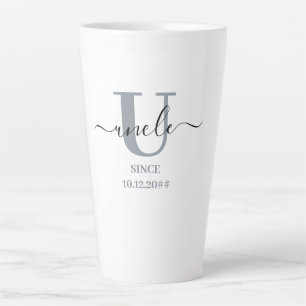 Oom Elegant Schrift Letter U Monogram Stormblauw Latte Mok