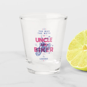 Oom en fietser het man de mythe van de legende shot glas