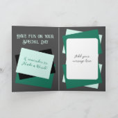 Oom foto naam grijs groene verjaardag kaart (Binnen)