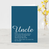 Oom, Funcle Definitie Script Blauw Plezier Kaart (Gele Bloem)