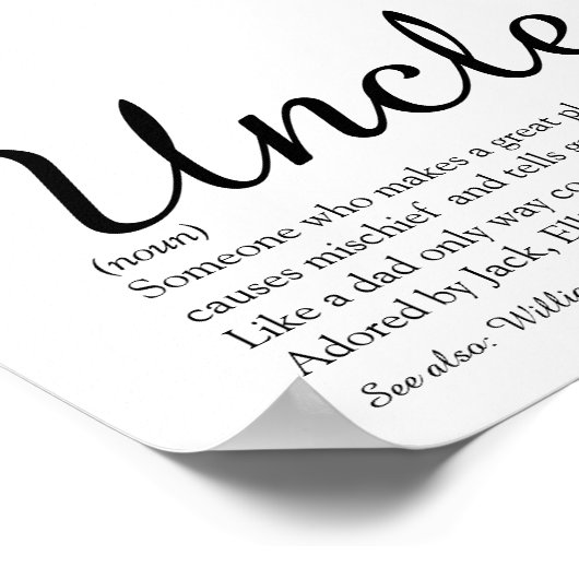 Oom Funcle Definition Modern Fun Script Poster (Hoek)
