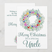 Oom kleurrijke kerst krans feestdagenkaart (Voorkant / Achterkant)