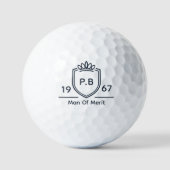 Oom Monogram Eerste Naam Jaar Man Van Verdienste Golfballen (Voorkant)