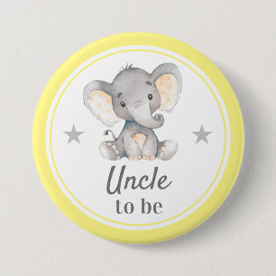 Oom om Geel Geel Elephant Baby shower te worden Ronde Button 7,6 Cm