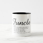 Oom, Oom Definitie Script Zwart en Wit Tweekleurige Koffiemok (Center)