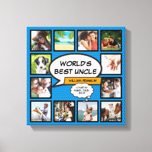 Oom Pret Cool Stripboek Blauwe Fotocollage Canvas Afdruk