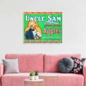 Oom Sam Apple Label (groen) - Wapato, WA Canvas Afdruk (Insitu (Woonkamer))