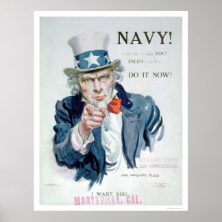 Oom Sam belt je! Enlist Navy (US02148B) Poster