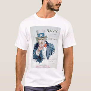Oom Sam belt je! Enlist Navy (US02148B) T-shirt