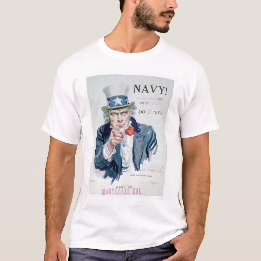 Oom Sam belt je!  Enlist Navy (US02148B) T-shirt (Voorkant)