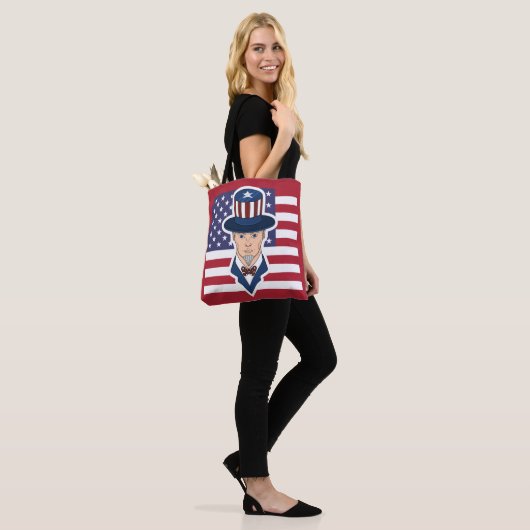 Oom Sam cartoon Canvas tas (Op model)