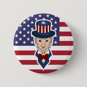 Oom Sam cartoon Ronde Button 5,7 Cm