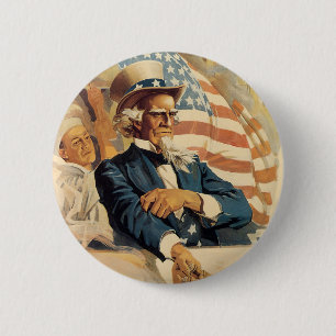 Oom Sam en de Marine Ronde Button 5,7 Cm