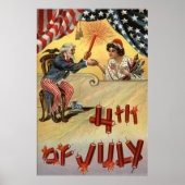 Oom Sam Fireworks Firecracker US Flag Poster (Voorkant)