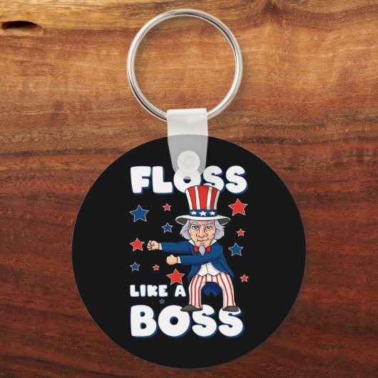 Oom Sam Floss als een barbeel Kinder Sleutelhanger (Achterkant)