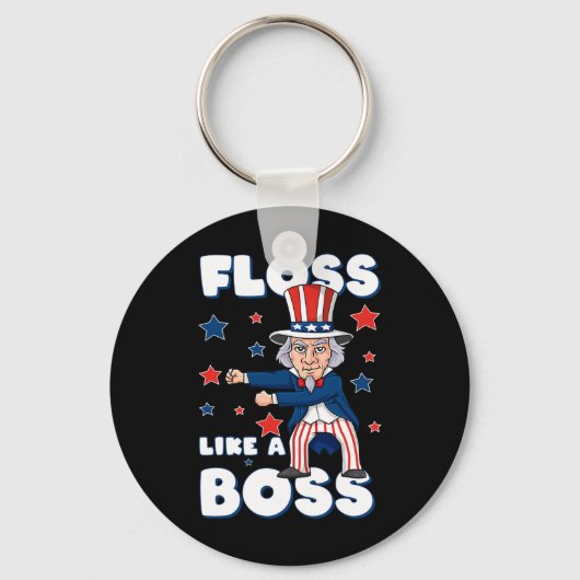 Oom Sam Floss als een barbeel Kinder Sleutelhanger (Achterkant)