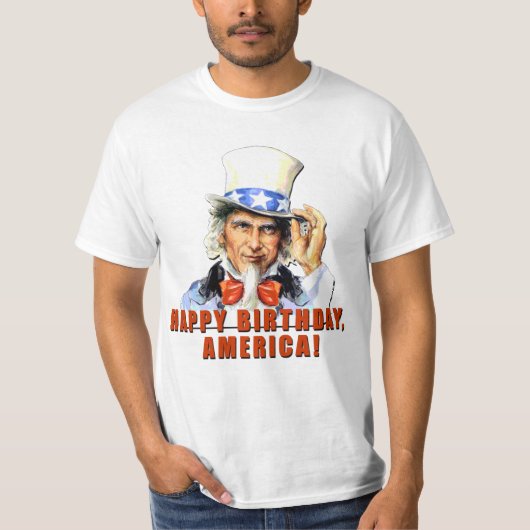 oom Sam Happy Birthday America Tshirt (Voorkant)