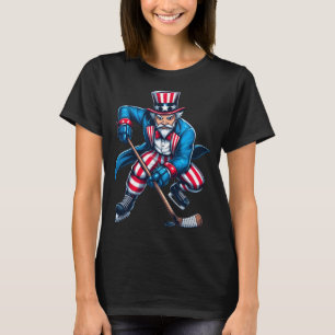 Oom Sam Hockeyspeler 4 juli jongens meisjes T-shirt