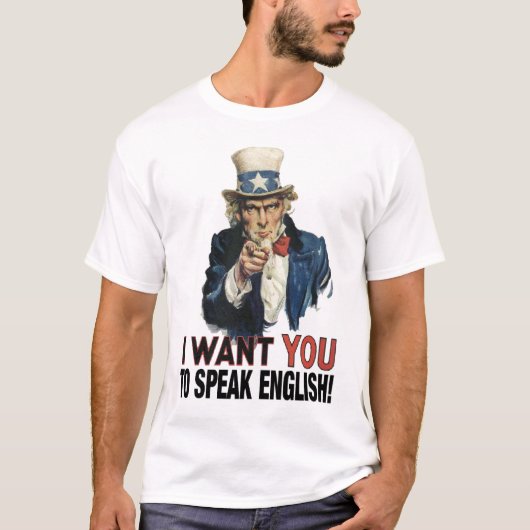 Oom Sam - IK WIL DAT JE ENGELS SPREEKT! T-shirt (Voorkant)