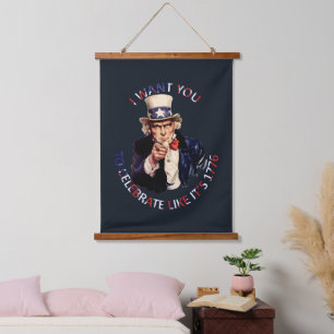 Oom Sam Ik Wil Dat Je Het Viert Als Of Het 1776 Is Hangend Wandkleed