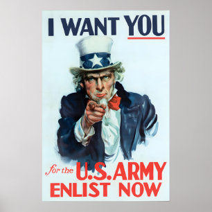 Oom Sam 'Ik wil je' WWII US Army rekruteringscampa Poster