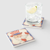 Oom Sam Kerstman Patriottische Kerstmis Stenen Onderzetter (Zijkant)