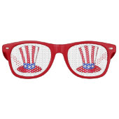 Oom Sam Patriotic Top Hat USA op 4 juli Amerika Retro Zonnebril (Voorkant)