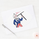 Oom Sam Placard Stemming Cartoon Ovale Sticker (Envelop)