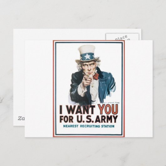 Oom Sam Poster, Amerika. Ik wil dat je... Briefkaart (Voorkant / Achterkant)