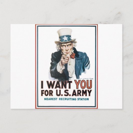 Oom Sam Poster, Amerika. Ik wil dat je... Briefkaart (Voorkant)