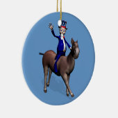 Oom Sam Riding op Donkey Keramisch Ornament (Rechts)