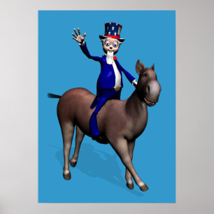 Oom Sam Riding op Donkey Poster