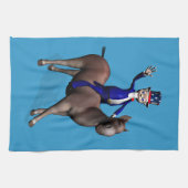 Oom Sam Riding op Donkey Theedoek (Horizontaal)