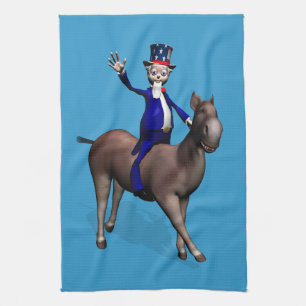 Oom Sam Riding op Donkey Theedoek