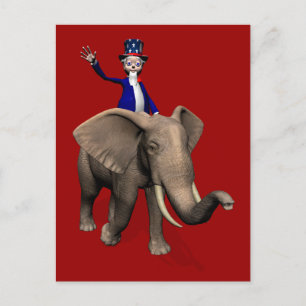 Oom Sam Riding op Elephant Briefkaart