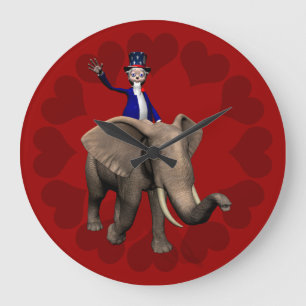 Oom Sam Riding op Elephant Grote Klok