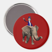 Oom Sam Riding op Elephant Magneet (Voorkant / Achterkant)