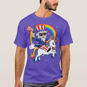 Oom Sam Riding Unicorn 4 juli voor mannen T-shirt