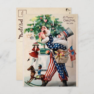  oom Sam Santa die Kerstmis decorteert Briefkaart