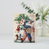 oom Sam Santa die Kerstmis decorteert Briefkaart (Staand voorkant)