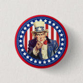 Oom Sam Stars en Stripes Ronde Button 3,2 Cm (Voorkant)