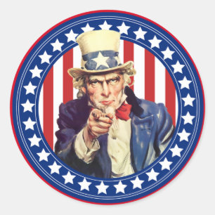 Oom Sam Stars en Stripes Ronde Sticker