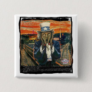 Oom Sam The Scream van Yes Politics Suck Vierkante Button 5,1 Cm