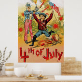 Oom Sam Vuurwerk Kind Vintage 4 juli Poster (Keuken)
